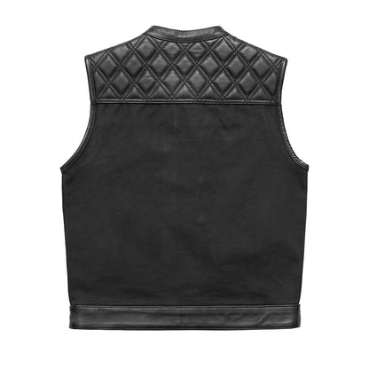 Hunt Club Motorcycle Leather Canvas Vest Black - Lux Ryder
