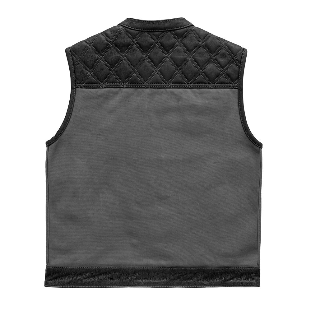 Hunt Club Motorcycle Leather Canvas Vest Grey - Lux Ryder