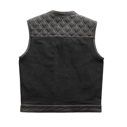 Hunt Club Motorcycle Leather Canvas Vest White Stitch - Lux Ryder
