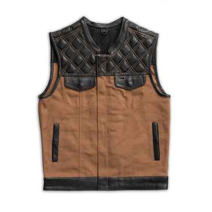 Hunt Club Motorcycle Leather Canvas Vest - Lux Ryder