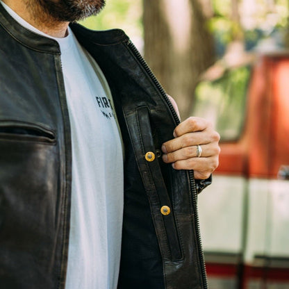 Men’s Leather Motorcycle Jacket with Mesh Lining and Armor-Ready Design - Lux Ryder