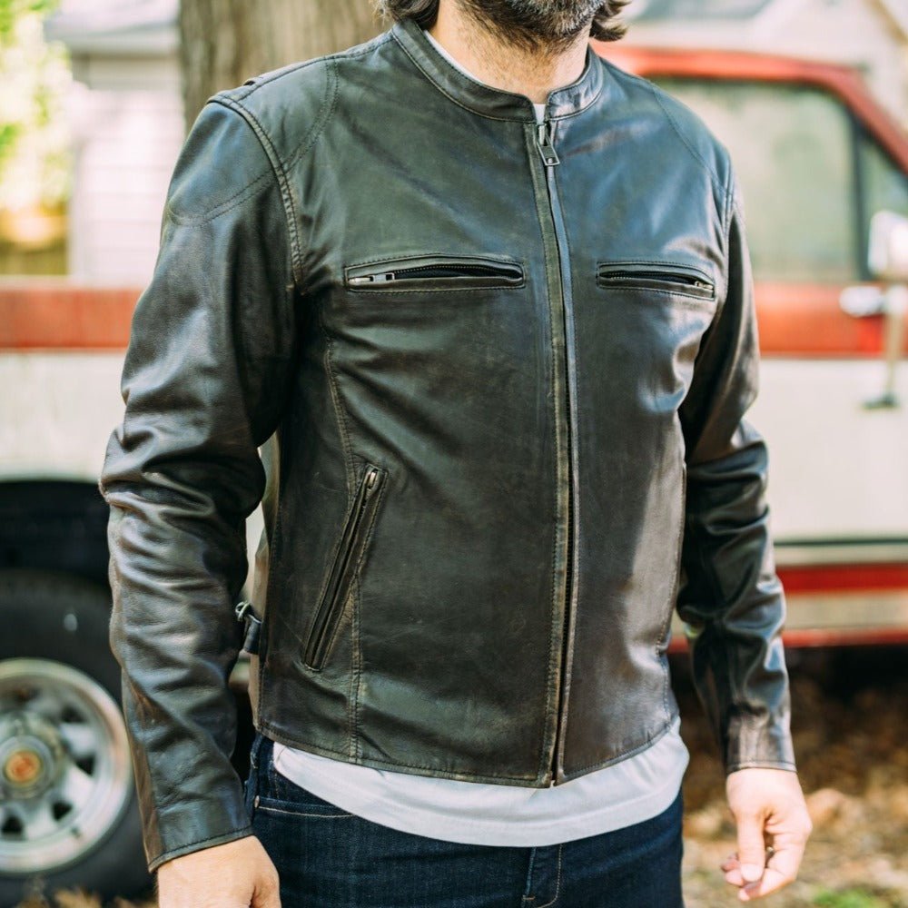 Men’s Leather Motorcycle Jacket with Mesh Lining and Armor-Ready Design - Lux Ryder