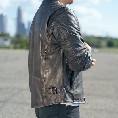 Men’s Leather Motorcycle Jacket with Mesh Lining and Armor-Ready Design - Lux Ryder
