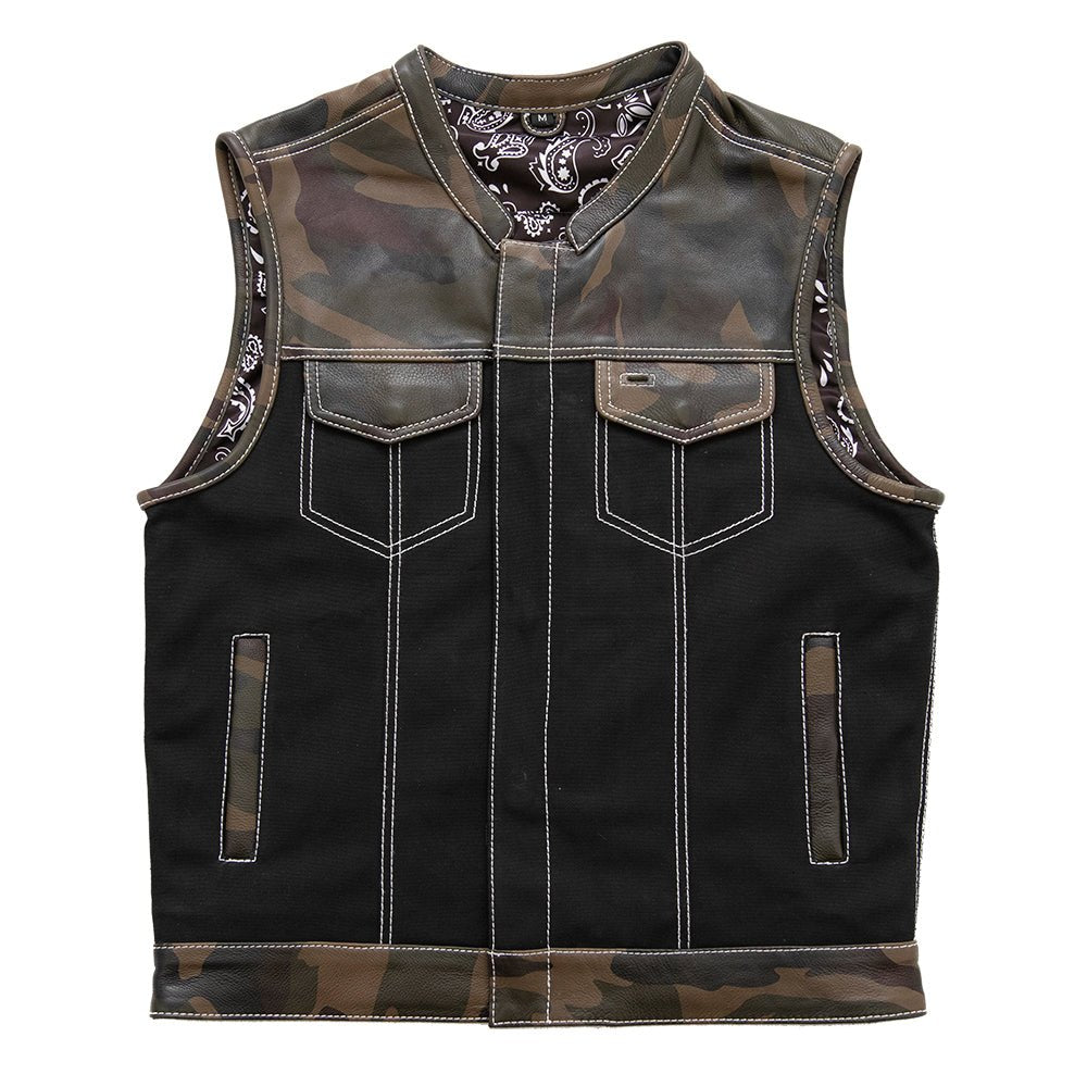 Infantry Motorcycle Leather Canvas Vest - Lux Ryder