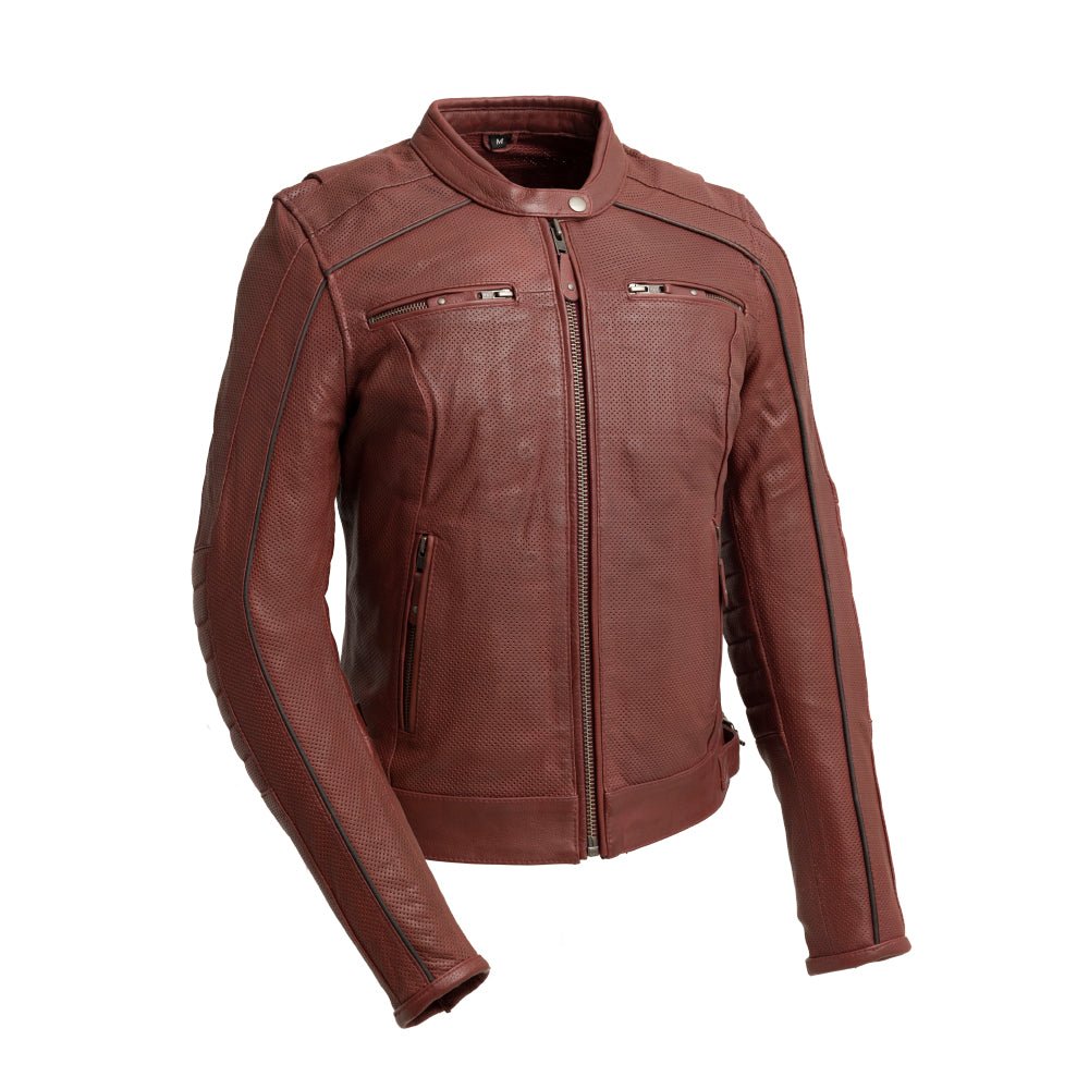 Women’s Perforated Leather Motorcycle Jacket with Ventilated Design - Lux Ryder