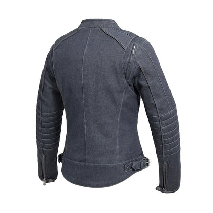 Women’s Denim Motorcycle Jacket with Protective Riding Design - Lux Ryder