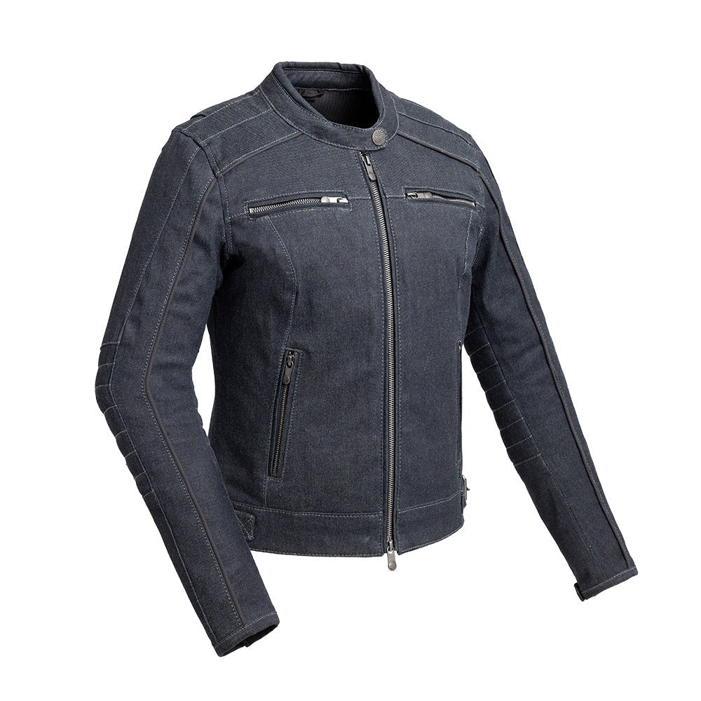 Women’s Denim Motorcycle Jacket with Protective Riding Design - Lux Ryder