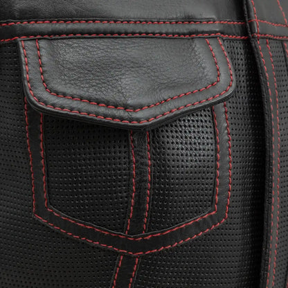 Women Perforated Leather Motorcycle Vest – Summer Riding Vest - Lux Ryder