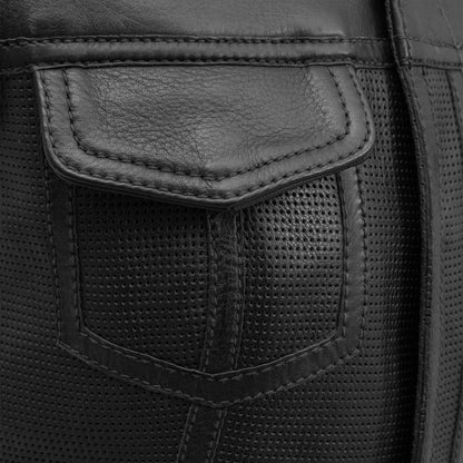 Women Perforated Leather Motorcycle Vest – Summer Riding Vest - Lux Ryder