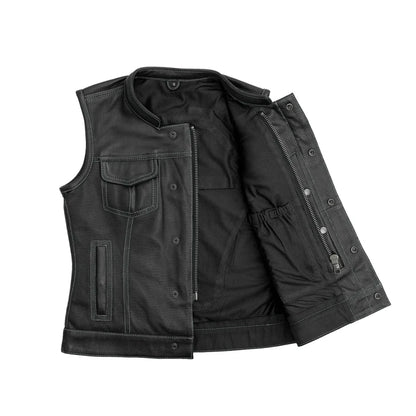 Women Perforated Leather Motorcycle Vest – Summer Riding Vest - Lux Ryder
