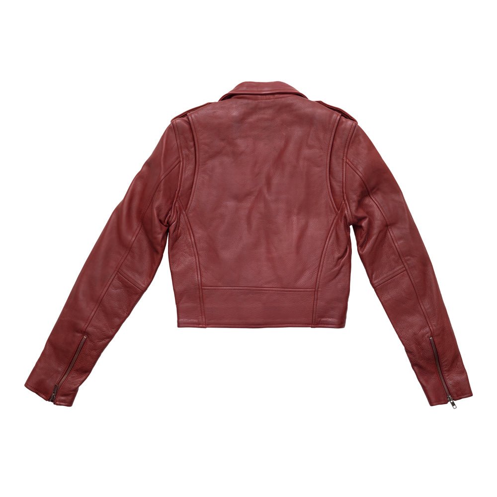 Women’s Cropped Leather Motorcycle Jacket with All-Season Wear - Lux Ryder