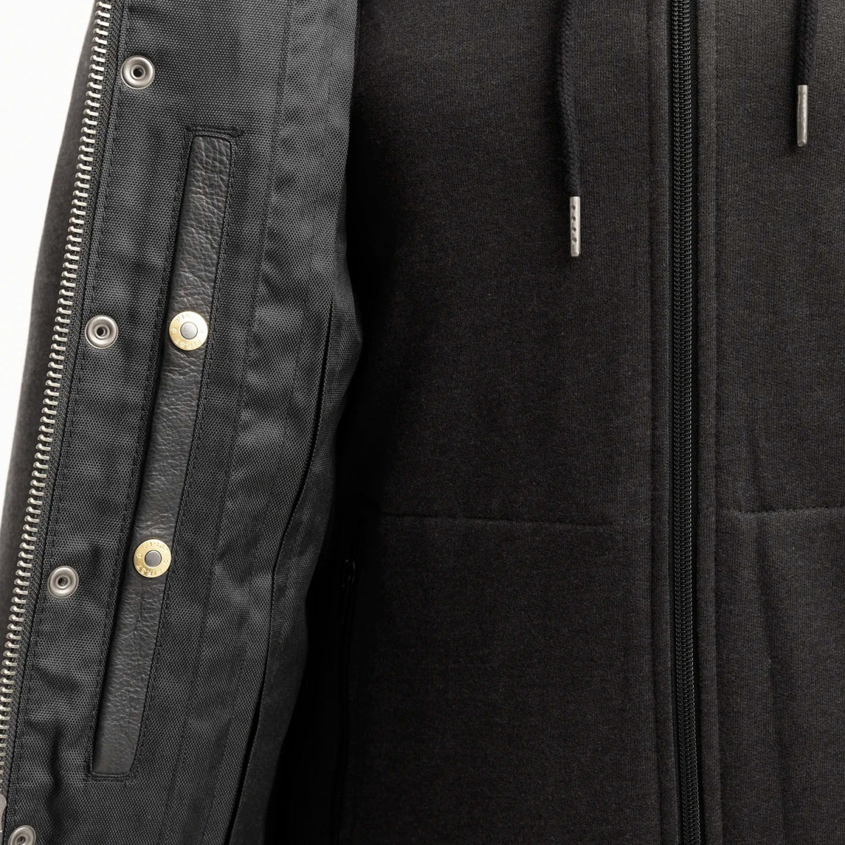 Kent Men's Motorcycle Leather Vest and Hoodie - Lux Ryder