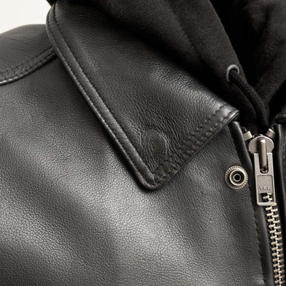 Kent Men's Motorcycle Leather Vest and Hoodie - Lux Ryder