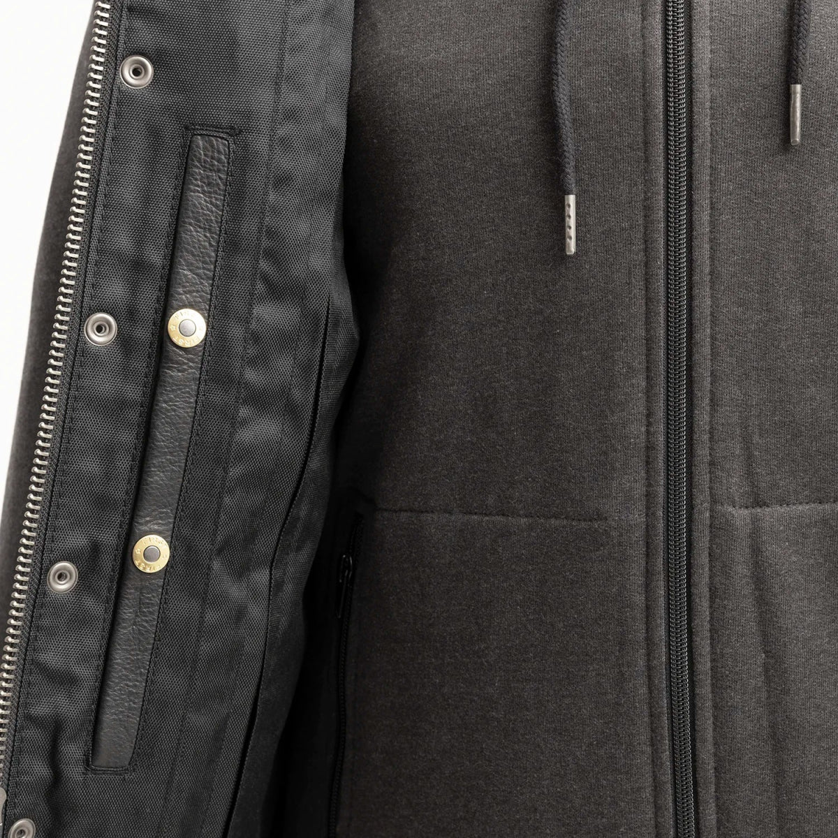 Kent Men's Motorcycle Leather Vest and Hoodie - Lux Ryder