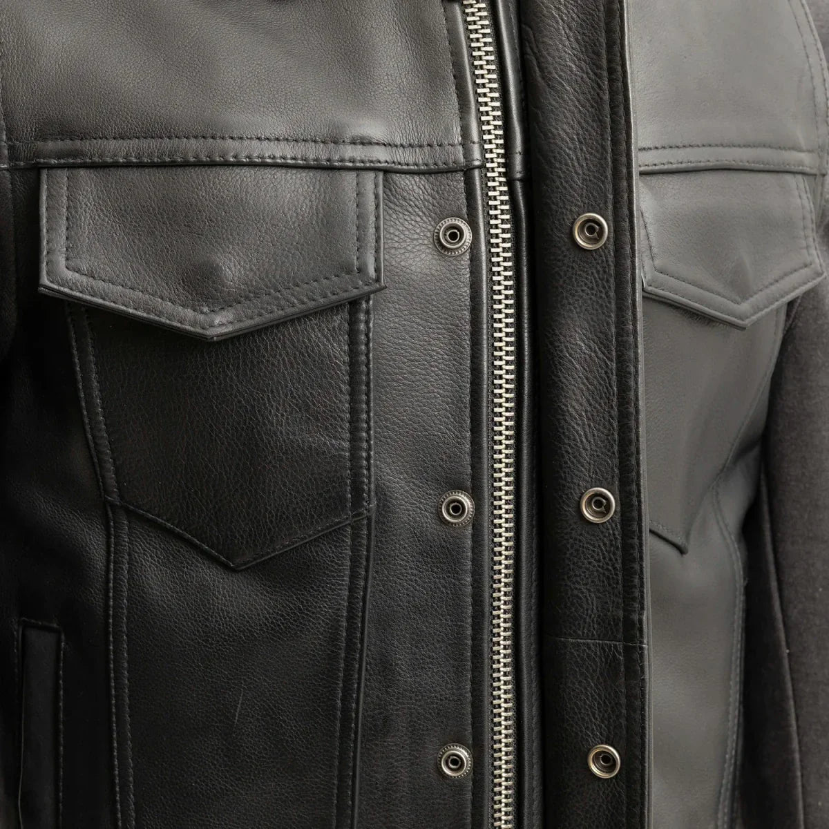 Kent Men's Motorcycle Leather Vest and Hoodie - Lux Ryder