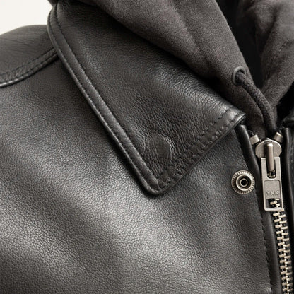 Kent Men's Motorcycle Leather Vest and Hoodie - Lux Ryder