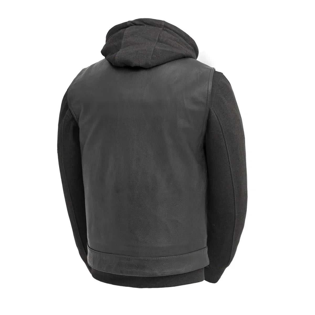 Kent Men's Motorcycle Leather Vest and Hoodie - Lux Ryder