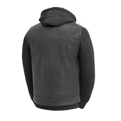 Kent Men's Motorcycle Leather Vest and Hoodie - Lux Ryder
