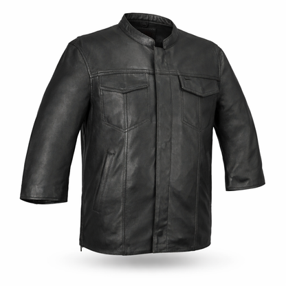 Black leather Overshirt | LuxRyder