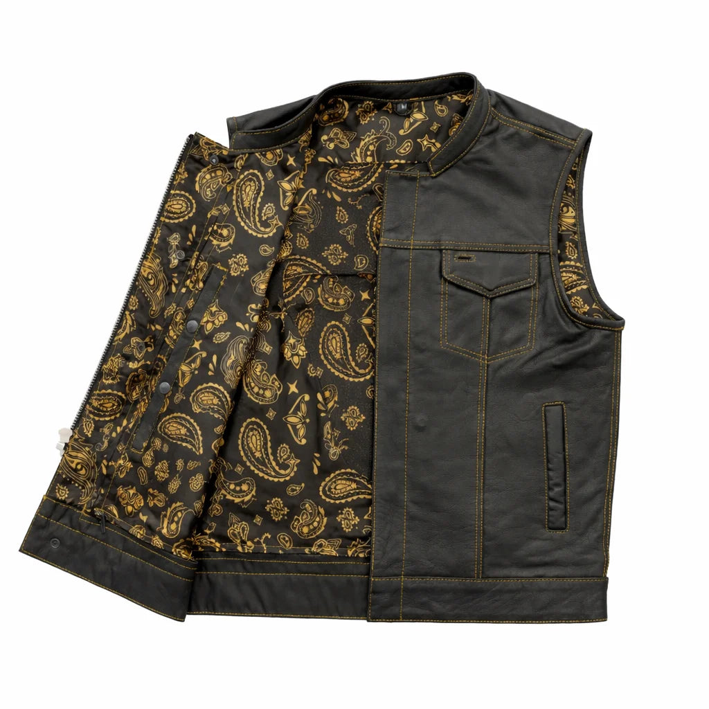 golden leather club style vest | LuxRyder