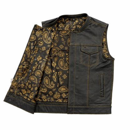 golden leather club style vest | LuxRyder