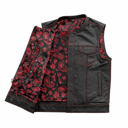 Red leather club style vest | LuxRyder