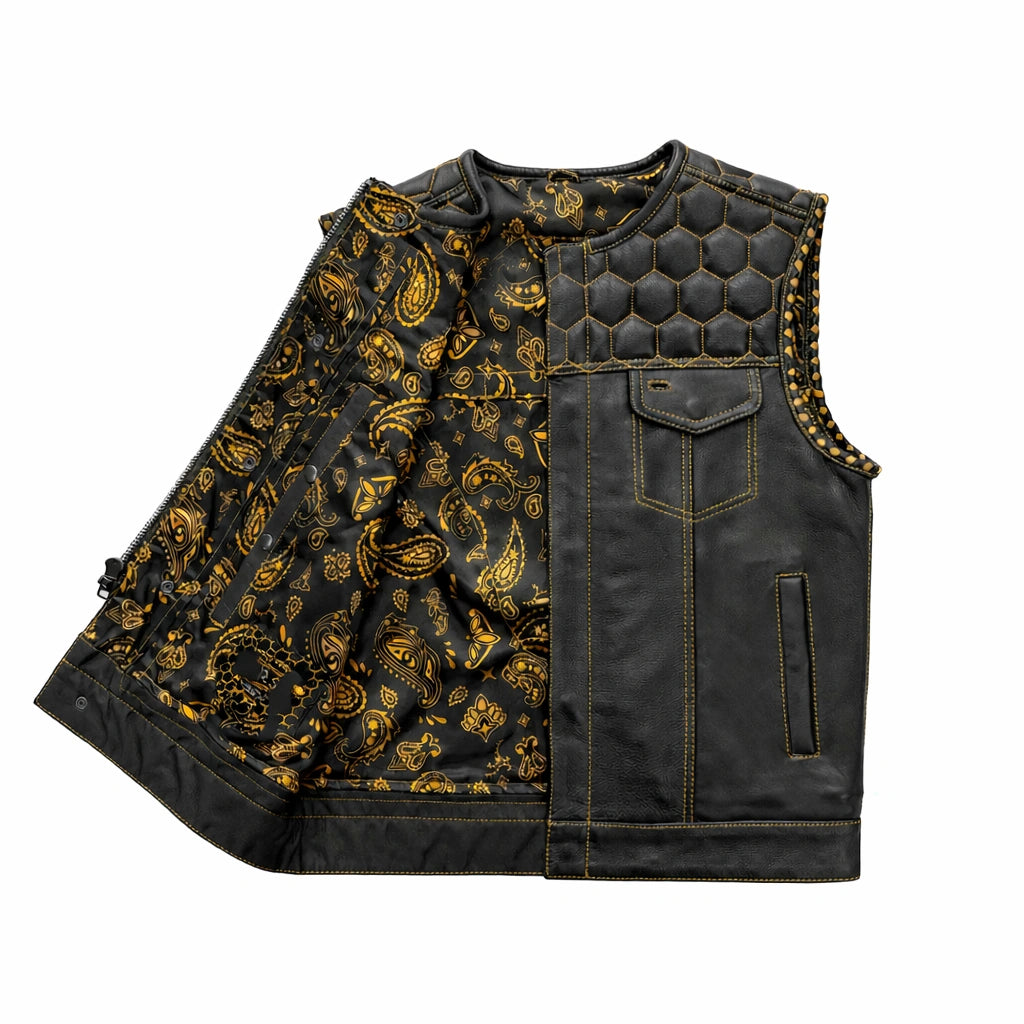Hornet Men's Club Style Leather Vest - Lux Ryder