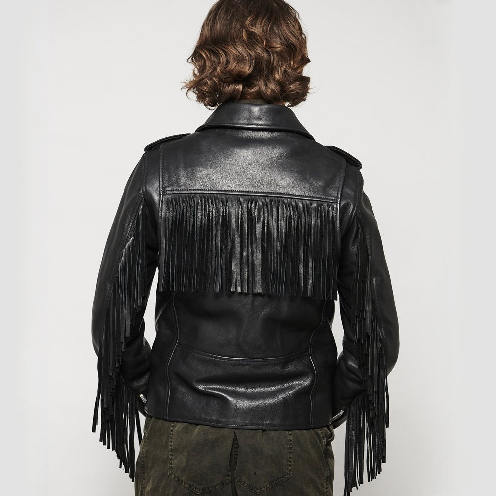 Women’s Leather Motorcycle Jacket with Fringe and All-Season Wear - Lux Ryder
