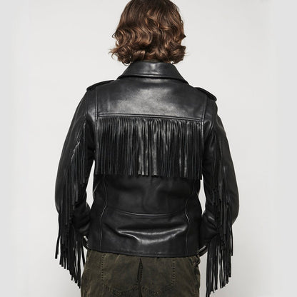Women’s Leather Motorcycle Jacket with Fringe and All-Season Wear - Lux Ryder