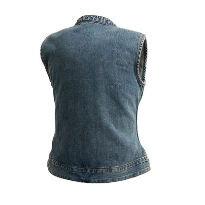 Lexy Women's Motorcycle Vest Denim - Lux Ryder