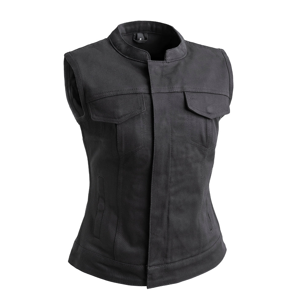 Women Twill Motorcycle Vest – Light Club Style Riding Vest - Lux Ryder