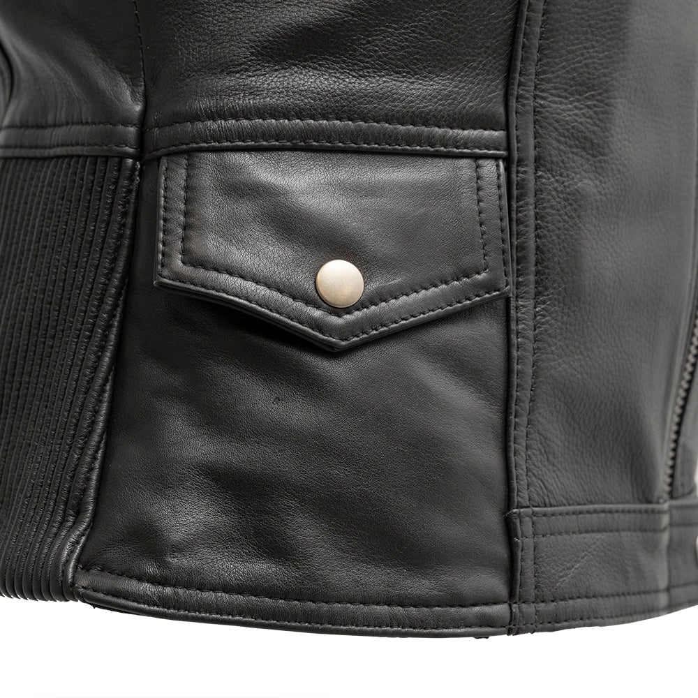 Women Leather Motorcycle Vest – Simple V-Neck Riding Vest - Lux Ryder