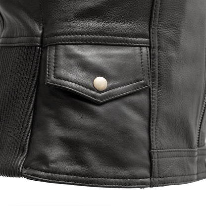 Women Leather Motorcycle Vest – Simple V-Neck Riding Vest - Lux Ryder