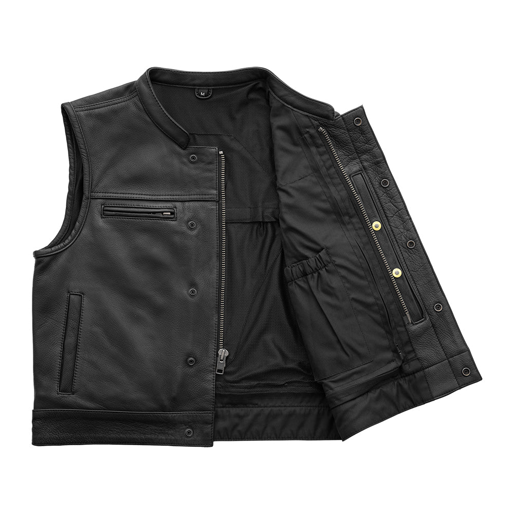 Lowrider Men's Motorcycle Leather Vest - Lux Ryder