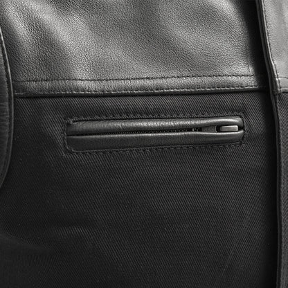 Lowrider Men's Motorcycle Leather/Twill Vest - Lux Ryder