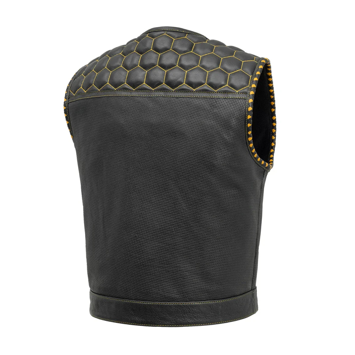 Lowside Hornet Perforated Men's Club Style Leather Vest - Lux Ryder