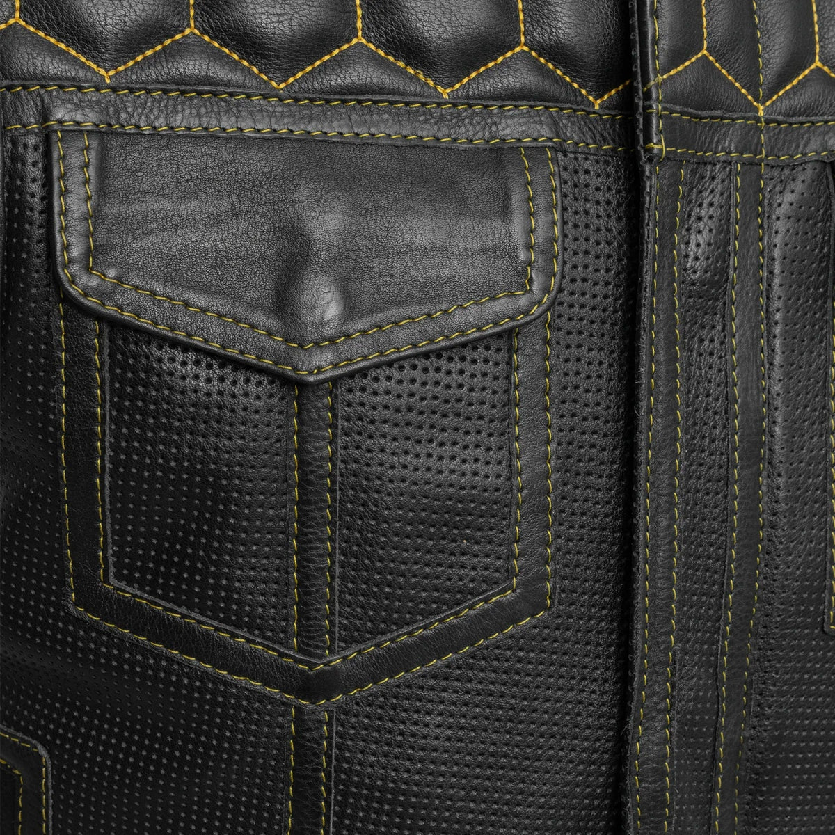 Lowside Hornet Perforated Men's Club Style Leather Vest - Lux Ryder