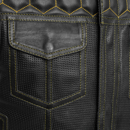 Lowside Hornet Perforated Men's Club Style Leather Vest - Lux Ryder