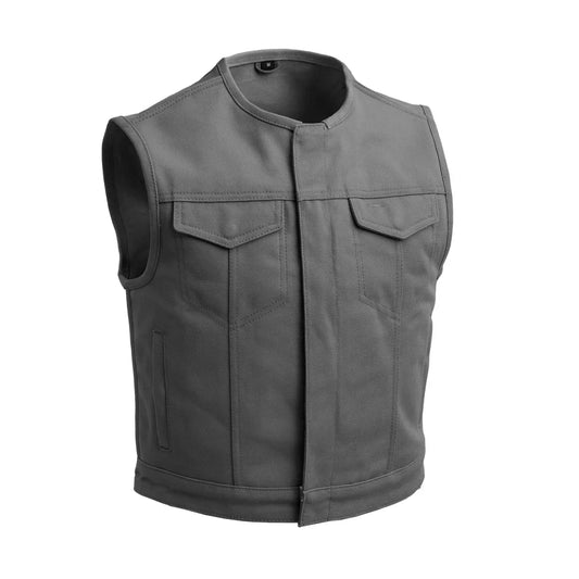 Lowside Men's Motorcycle Canvas Vest (Grey) - Lux Ryder