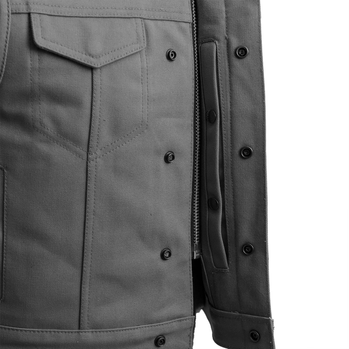 Lowside Men's Motorcycle Canvas Vest (Grey) - Lux Ryder
