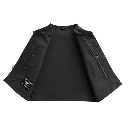 Lowside Black Men's Motorcycle Canvas Vest - Lux Ryder