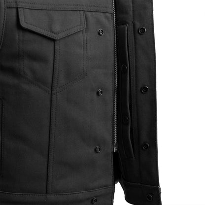Lowside Black Men's Motorcycle Canvas Vest - Lux Ryder