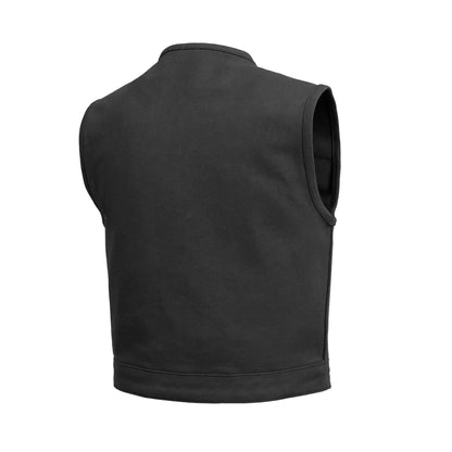 Lowside Black Men's Motorcycle Canvas Vest - Lux Ryder