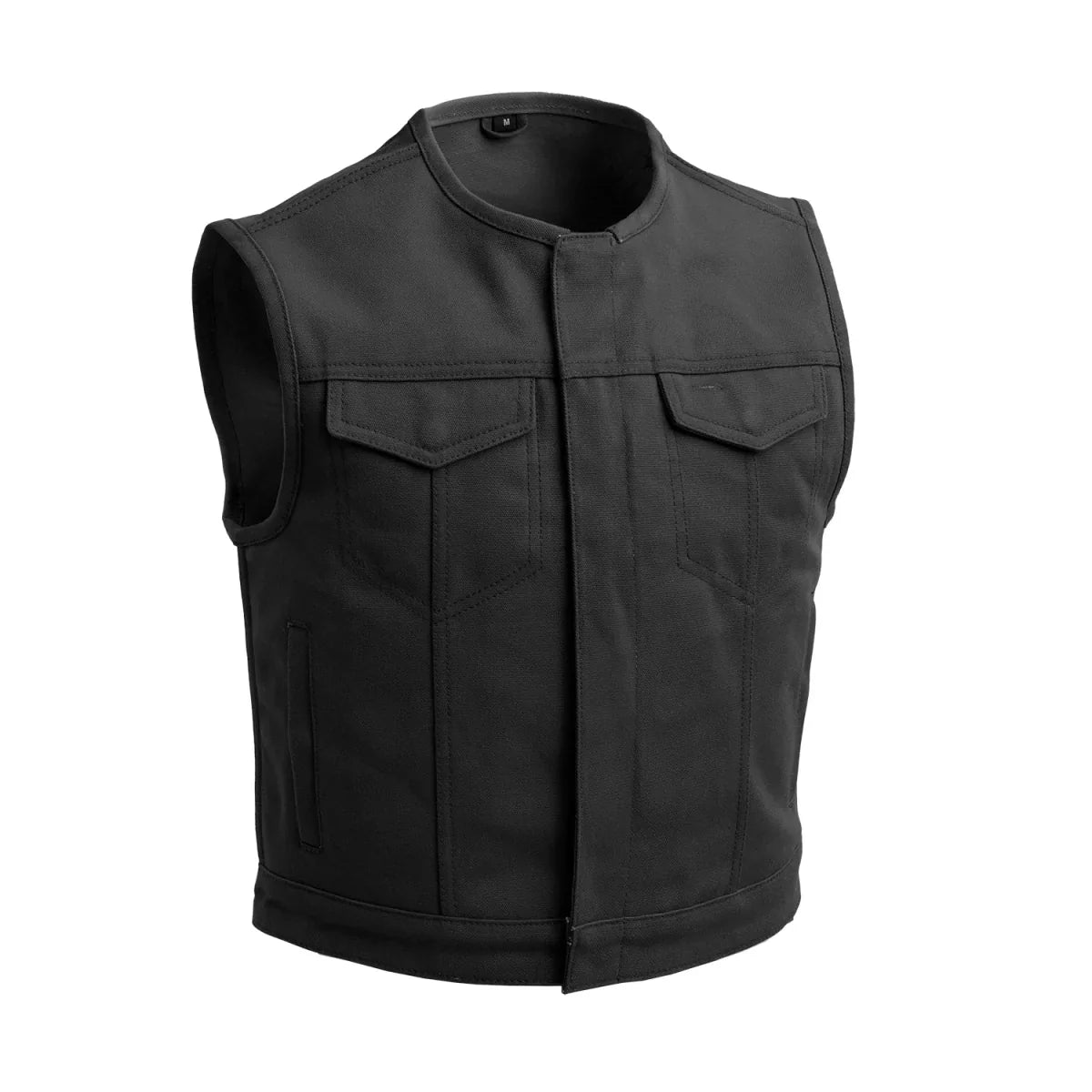 Lowside Black Men's Motorcycle Canvas Vest - Lux Ryder