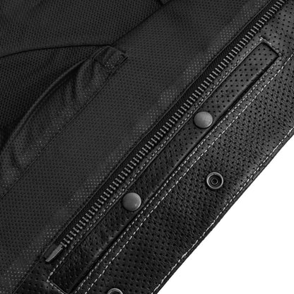 Lowside Men's Perforated Motorcycle Leather Vest - Lux Ryder