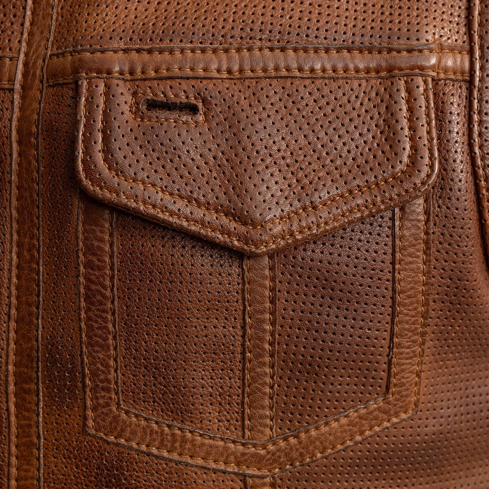 Lowside Men's Perforated Motorcycle Leather Vest - Lux Ryder