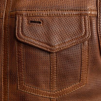 Lowside Men's Perforated Motorcycle Leather Vest - Lux Ryder