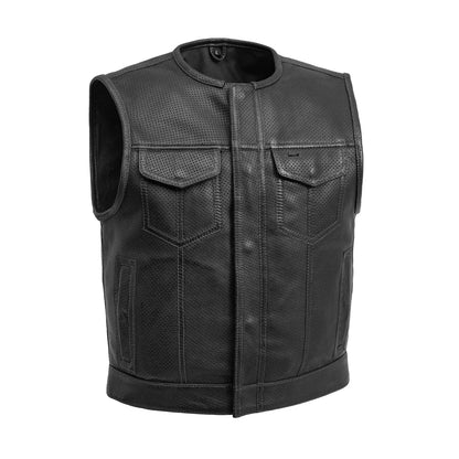 Lowside Men's Perforated Motorcycle Leather Vest - Lux Ryder