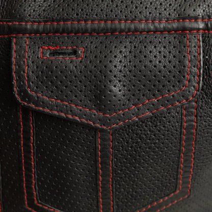 Lowside Men's Perforated Motorcycle Leather Vest - Lux Ryder