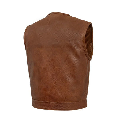 Lowside Men's Perforated Motorcycle Leather Vest - Lux Ryder